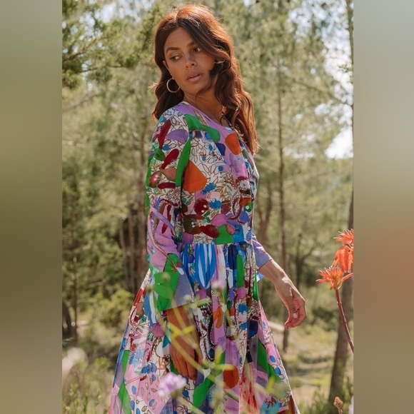 Soler London Romantic III Henley Button Midi Dress Size M/L Borgo Magic Pink - Picture 3 of 12